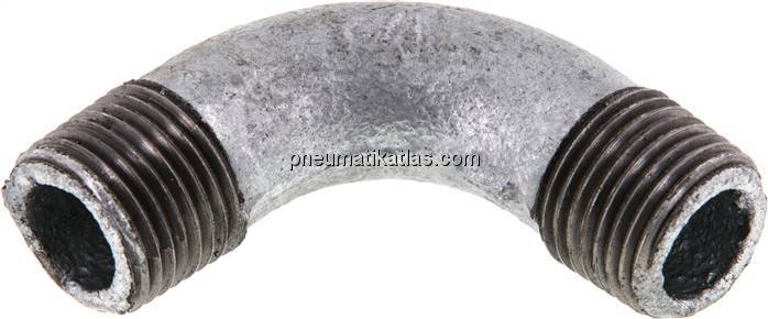 90°-Bogen R 1/2" (AG), Temperguss verzinkt