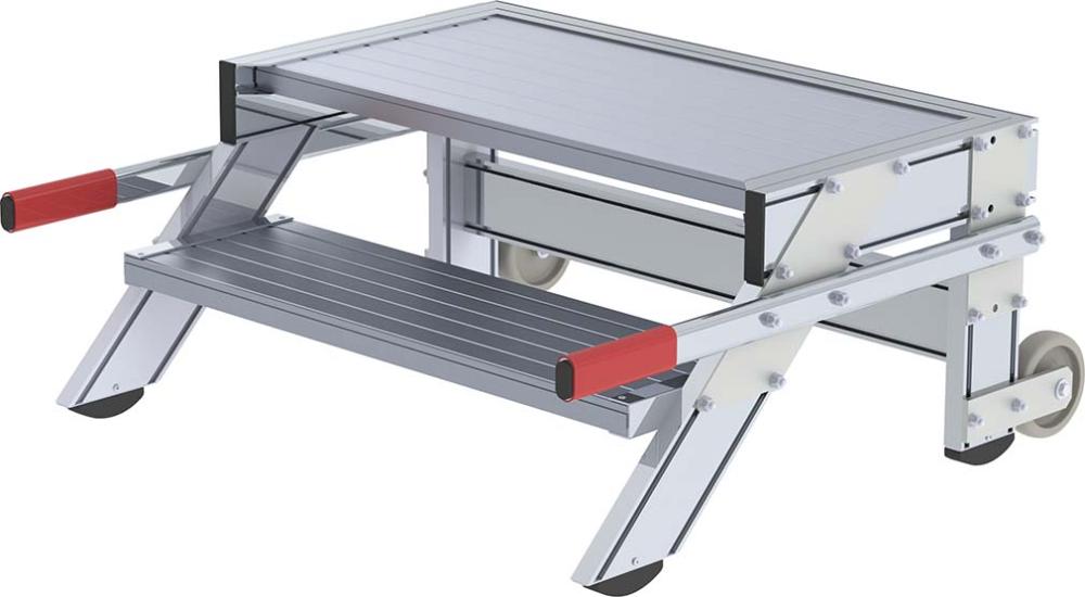 Alu-Arbeitspodest fahrbar2 Alu-Stufen B 800 mm Podesthöhe 0,39 m Arbeitshöhe bis 2,40 m