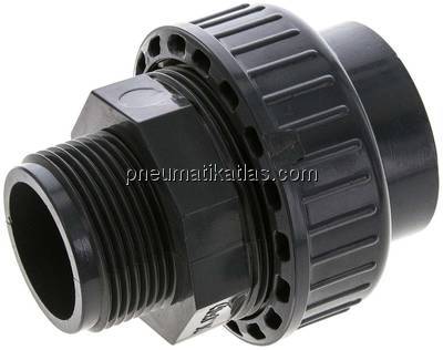 Klebe-/Gewindeverschraubung, PVC-U/ EPDM, 40mmxG 1-1/4" AG