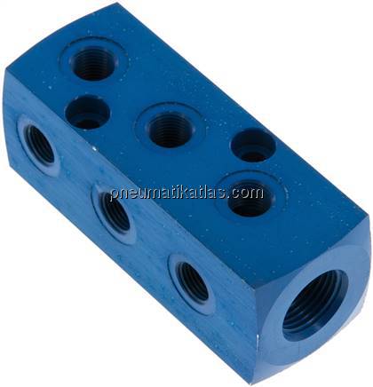 Verteilerblock 1 x G 3/8"-9x G 1/8", Aluminium