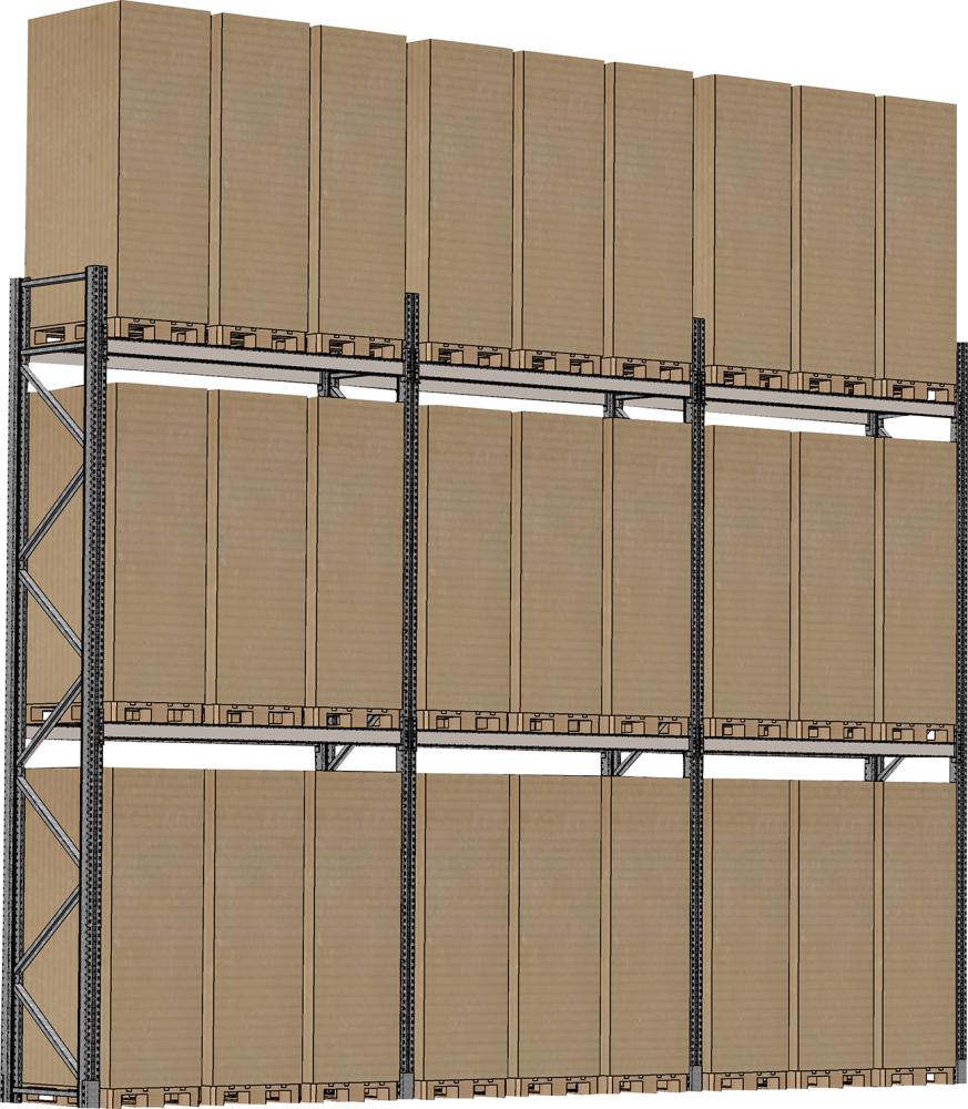 Palettenregal verzinkt 3 Felder á 1825 mm H 6000xT 1100mm 12 Holme 2000 kg