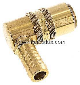 Temperierkupplungsdose (Winkel 90°) 13mm Zapfen, 13 (1/2")mm Schlauch