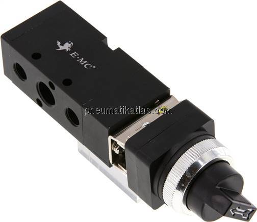 5/2-Wege Drehschalter-Ventil, schwarz, G 1/4"