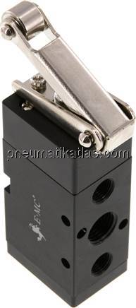 5/2-Wege Endschalter mit Rollenhebel, Rolle aus Stahl, G 1/4"