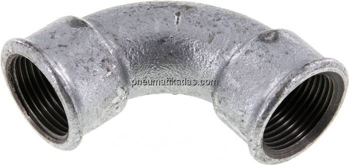 90°-Bogen Rp 1" (IG), kurz Typ 2a/D1, Temperguss verzinkt