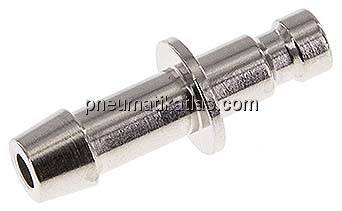 Kupplungsstecker (NW2,7) 5mm Schlauch, Messing vernickelt