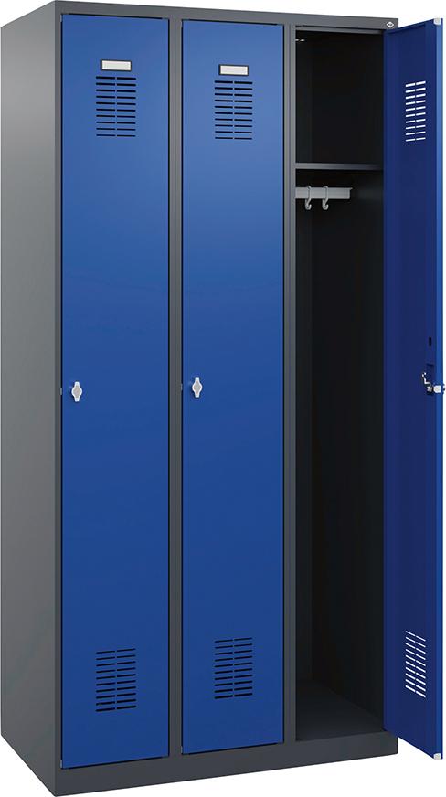 Garderobenschrank FORUM 3 Abteile RAL 7016/5010 Bodenstehend