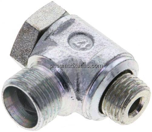 Winkel-Schwenkverschraubung M 10x1-8 LL (M12x1), ohne Mutter & Schneidring, Stah