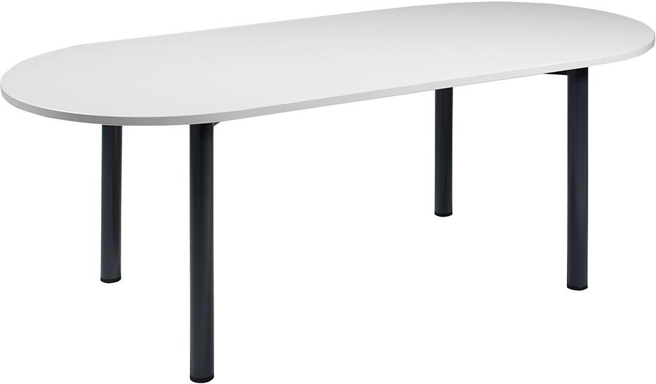 Konferenztisch oval 2000x900mm Weiß/Silber