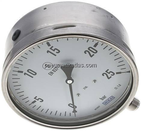 Sicherheits-Manometer senkrecht, 160mm, 0 - 25 bar