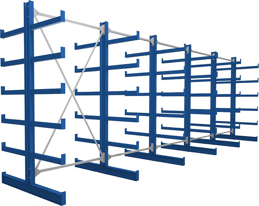 5 Felder/6 Ständer Tragkr. /Arm 200kg Ständerlast/Seite 1000 kgStänderprofil: IPE 100