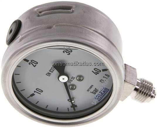 Chemie-Glycerin-Manometer senkrecht, 63mm, 0 - 40 bar