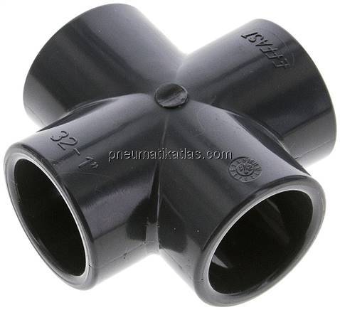 Klebemuffen-Kreuzstück, PVC-U, 32mm