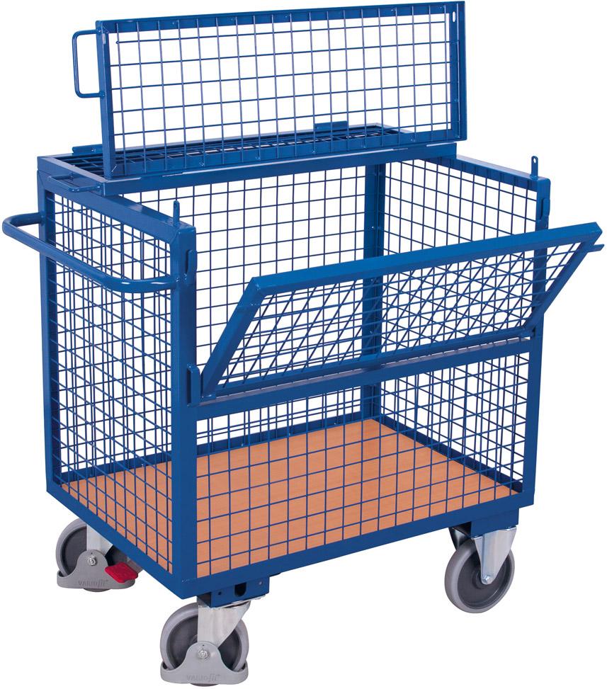 Drahtkastenwagen 500 kg 1175x780 mm mit Deckel VarioFit