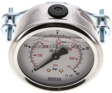 Glycerin-Einbaumanometer, 3kt-Frontring, 63mm, 0 - 40 bar