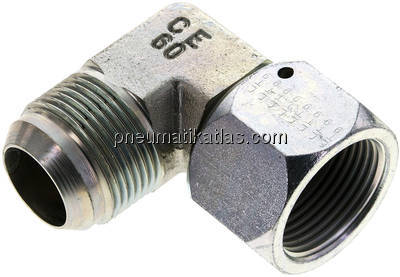 90°-Einschraubwinkel, UN 1-5/16"-12 (JIC), Stahl verzinkt