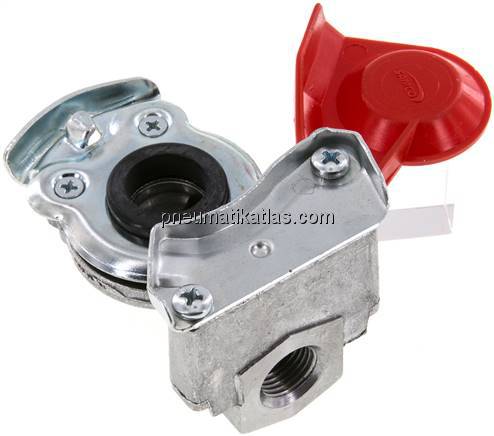 Fahrzeugkupplung M 16x1,5(IG), Vorrat (rot) für Anhänger, DIN 74342 (ohne Ventil