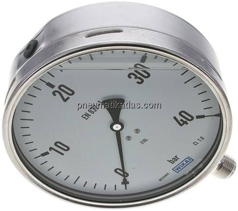 Chemie-Glycerin-Manometer senkrecht,160mm, 0 - 40 bar