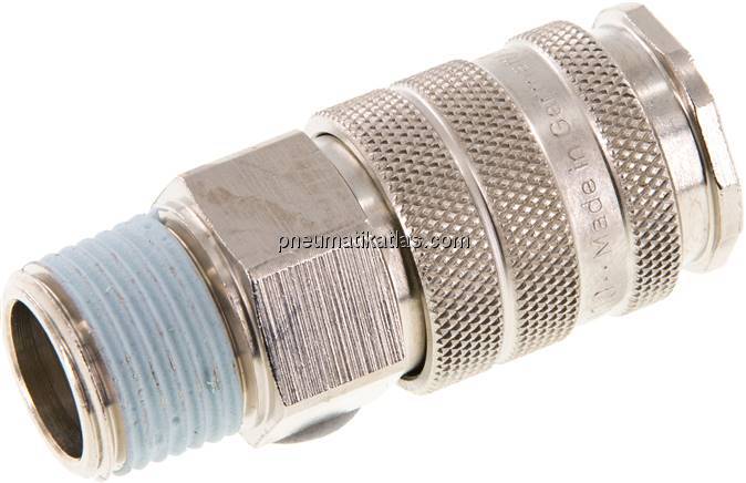 Kupplungsdose (NW10) R 1/2"(AG), Messing vernickelt