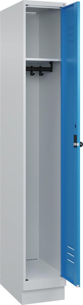 Garderobenschrank CLASSICB300xT500xH1950 mm RAL 7035/5012, 1 Abteil mit 100 mm hohem Sockel