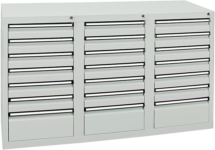 Schubladenschrank 21 SLR 900x1500x500 mm grau stumpf
