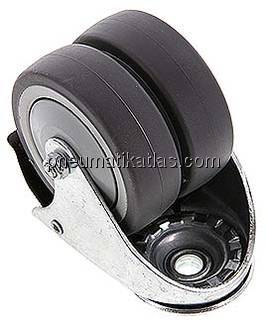 Apparate-Doppelrolle, Rückenloch 10,2 mm, Lenkrolle mit Totalfeststeller, 75mm