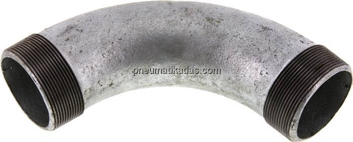 90°-Bogen R 2-1/2" (AG), Temperguss verzinkt