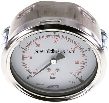 Einbaumanometer, 3-kant-Frontring, 100mm, 0 - 4 bar