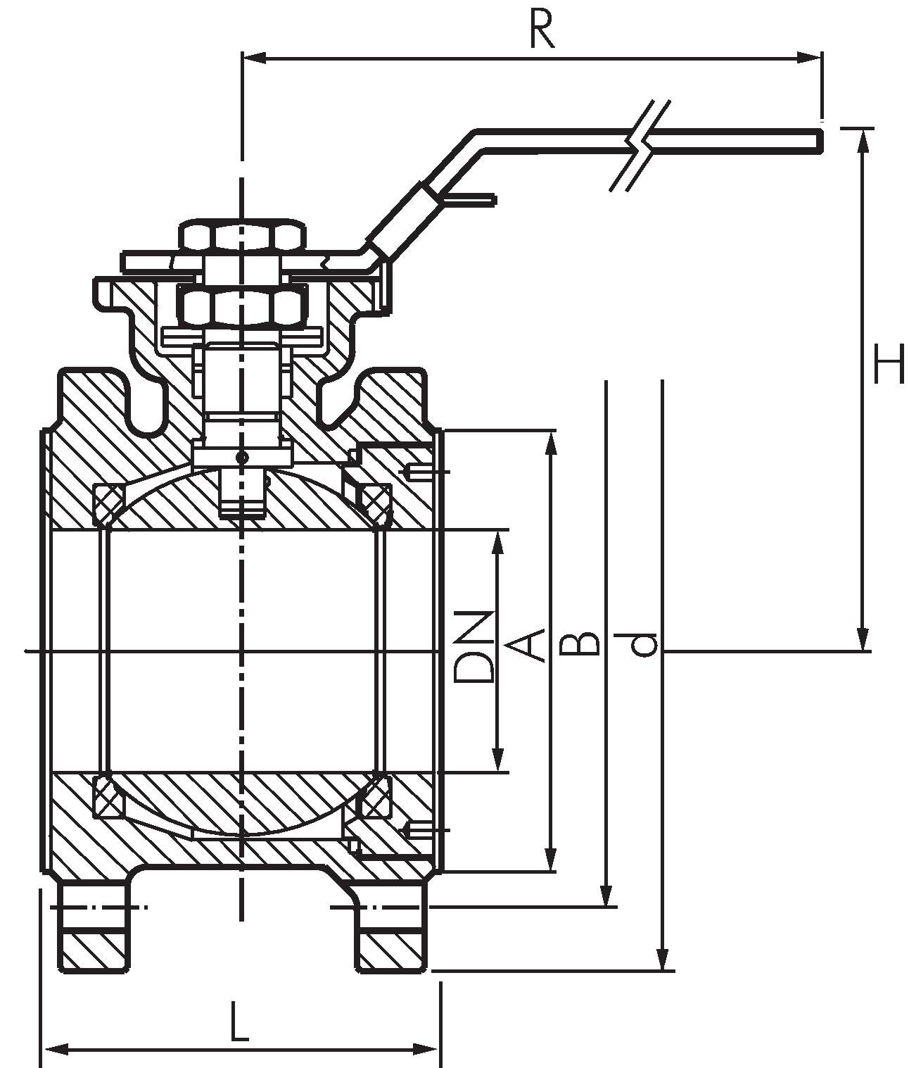 Zeichnung: Kompakt-Flanschkugelhahn