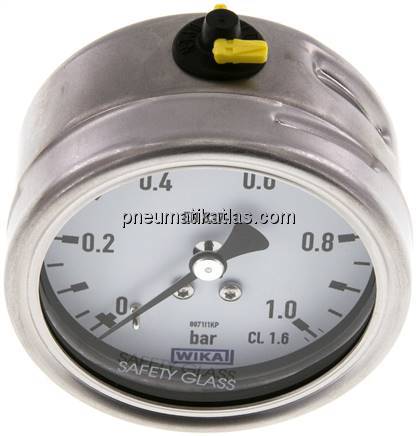 Chemie-Manometer waagerecht, 63mm, 0 - 1 bar