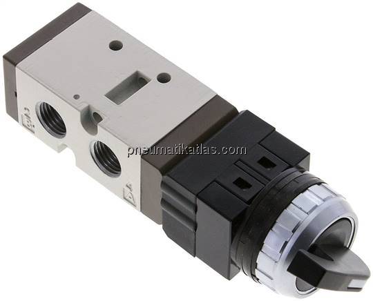 5/2-Wege Ventil G 1/4", Drehschalter schwarz