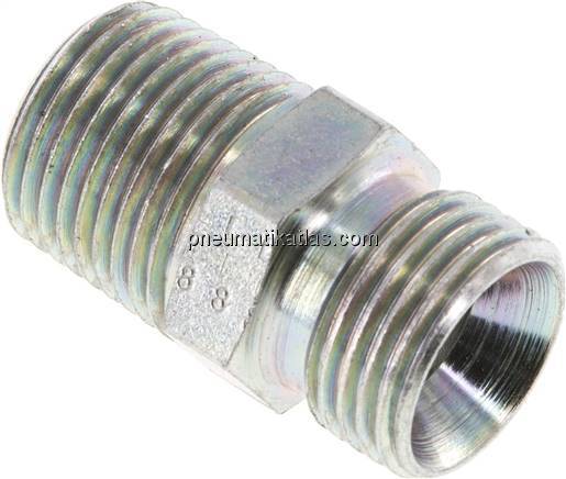 Hochdruck-Doppelnippel G 1/2"-NPT 1/2", Stahl verzinkt