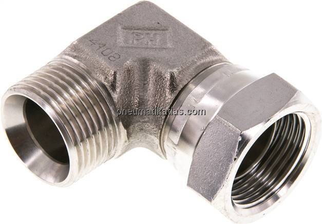 90°-Einschraubwinkel, 60°-Kegel, G 1", V4A