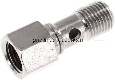 Hohlschraube, 1-fach Innengew. G 1/4"-28,0mm, Messing vernickelt