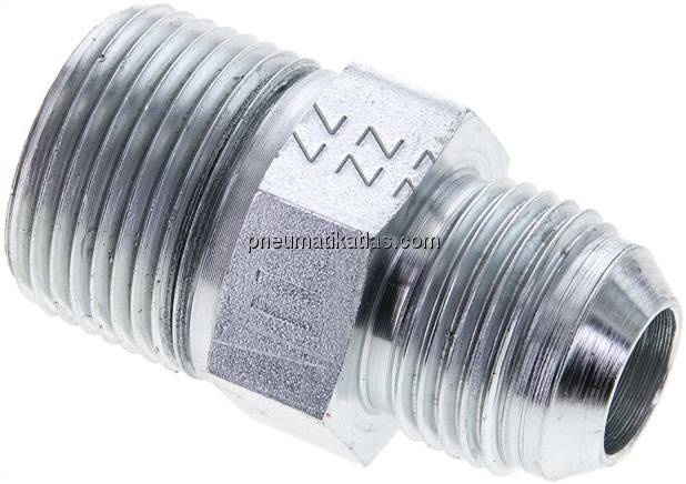 Doppelnippel NPT 3/4"-UNF 7/8"-14(JIC), Stahl verzinkt