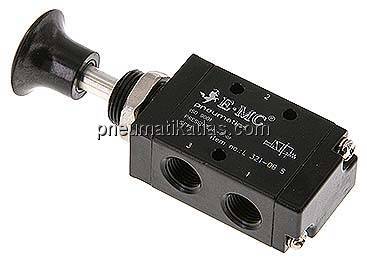 3/2-Wege Axial-Handhebelventil, Federrückstellung, G 1/8"