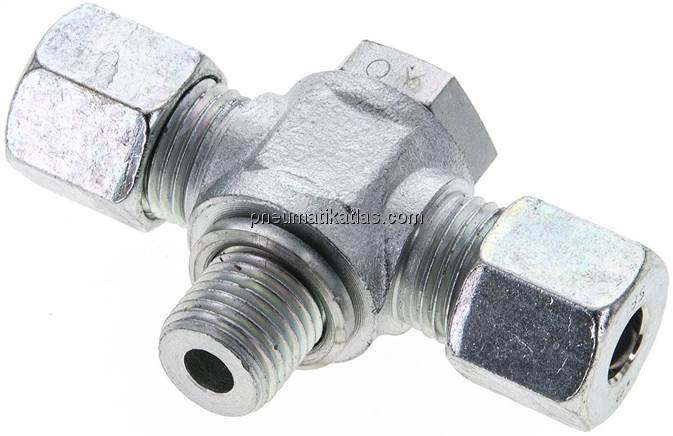 T-Schwenkverschraubung M 14x1,5-8 S (M16x1,5), Stahl verzinkt