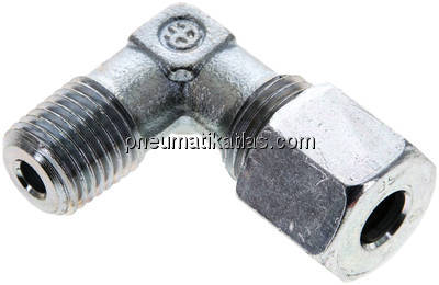 Winkel-Schneidringverschraub. M 14x1,5 (konisch)-8 S (M16x1,5), Stahl verzinkt