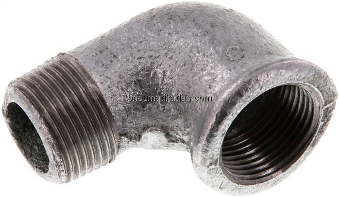 90°-Einschraubwinkel Rp 3/4"(IG)-R 3/4"(AG), Temperguss verzinkt