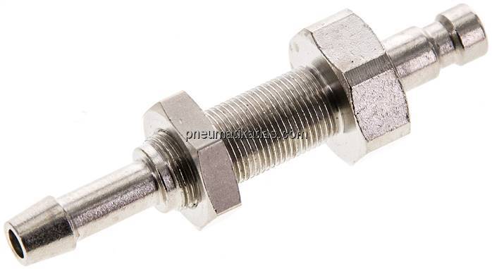 Schott-Kupplungsstecker (NW2,7) 4mm Schlauch, Messing vernickelt