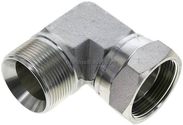 90°-Einschraubwinkel, 60°-Kegel, G 1-1/2", Stahl verzinkt