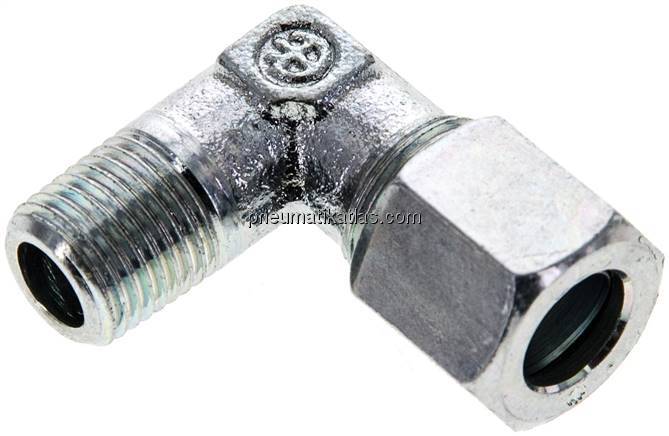 Winkel-Schneidringverschraub. M 10x1 (konisch)-8 LL (M12x1), Stahl verzinkt