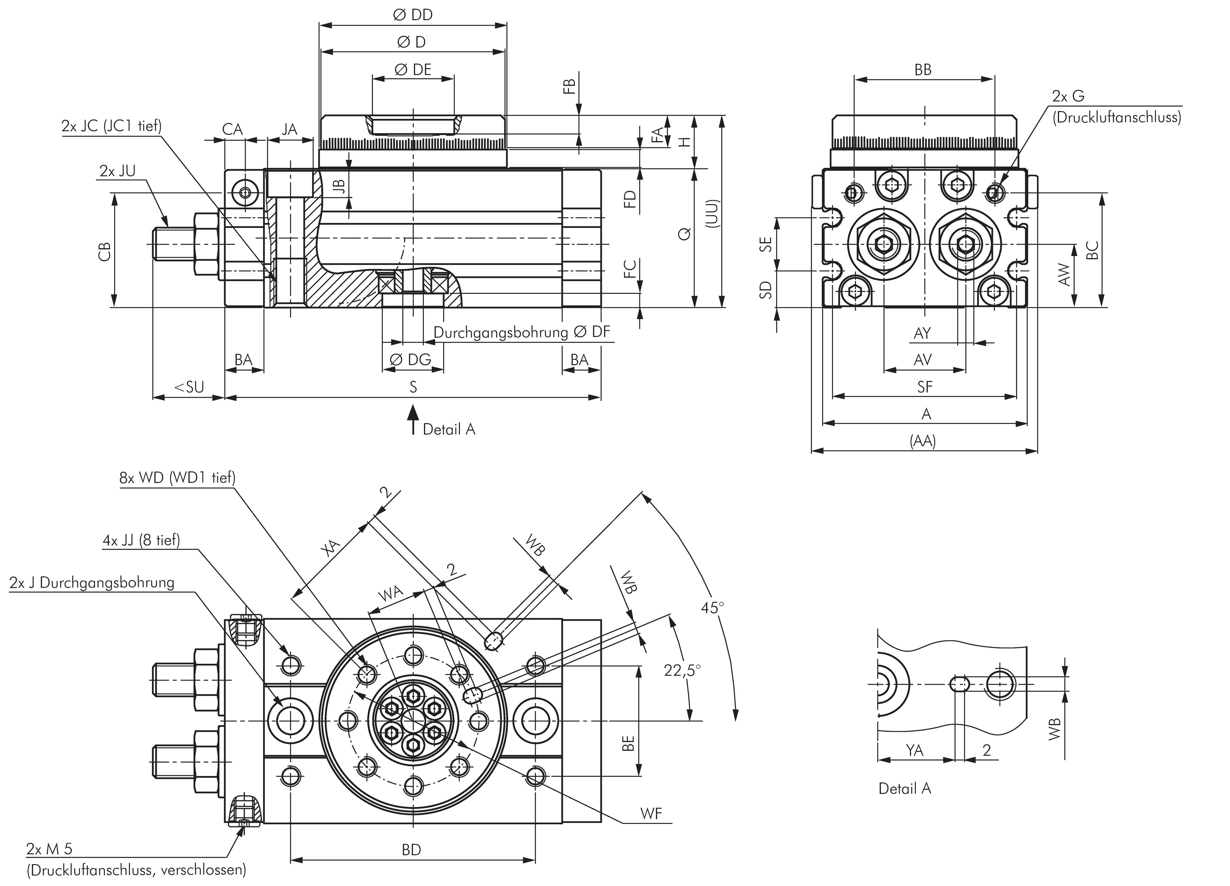Zeichnung: Kompakt-Schwenktisch Baugröße 10 - 50