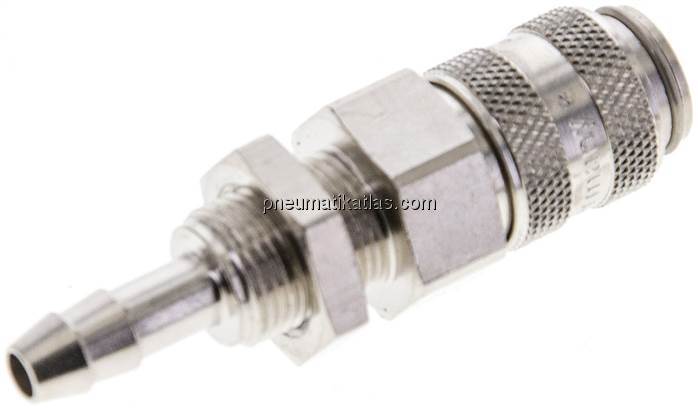 Schott-Kupplungsdose (NW5) 6 (1/4")mm Schlauch, Messing vernickelt