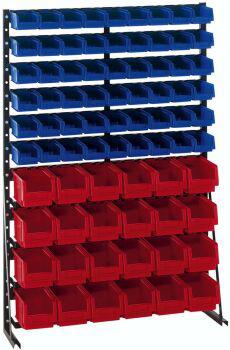 Norm-Regal-einseitig B1000xT250xH1513 mm 54 Kästen Gr.4/24Gr.3 LA-KA-PE