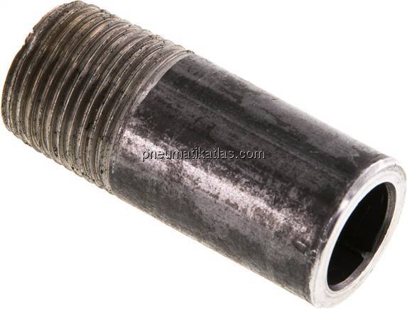 Anschweißnippel R 3/8"-40mm-17,2mm, ST 37, Stahl schwarz