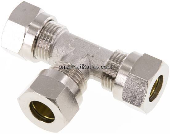 T-Schneidringverschraubung 12 L (M18x1,5), Messing vernickelt