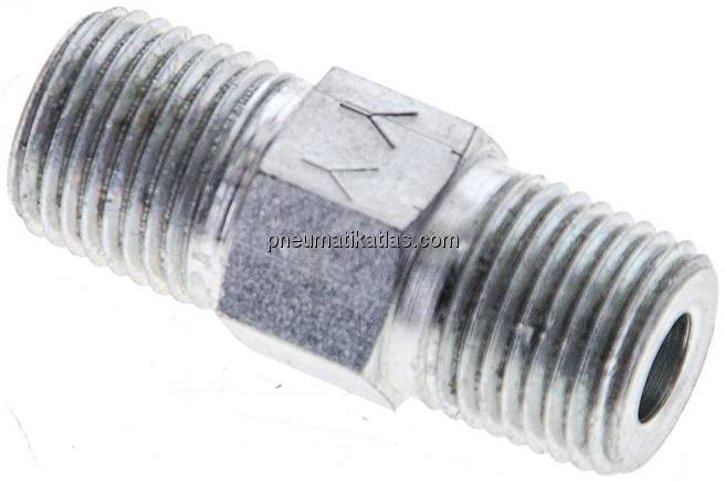 Doppelnippel NPT 1/8"-NPT 1/8", Stahl verzinkt