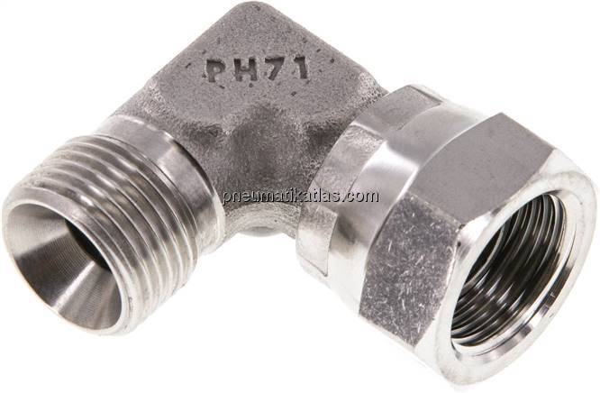 90°-Einschraubwinkel, 60°-Kegel, G 3/8", V4A