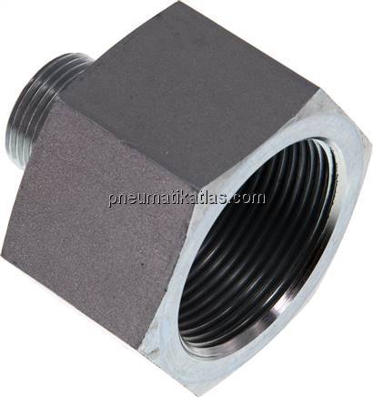 Hydraulik-Reduzierung G 3/4"(AG)-G 1-1/2"(IG), Stahl verzinkt, Elastomerdichtung